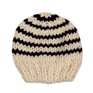 BP Knit Chevron Beanie in Ivory and Black One Size NWT